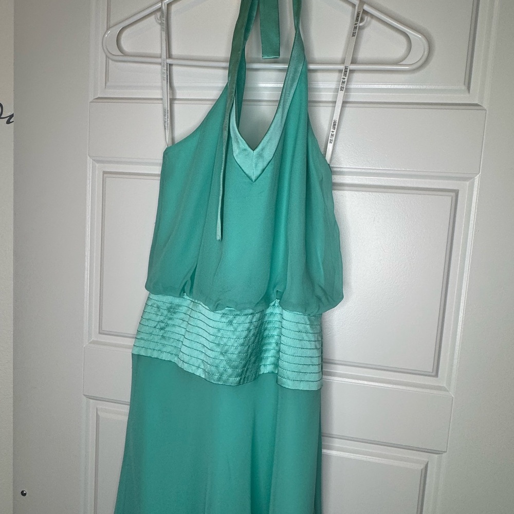 Laundry By Shelli Segal Aqua Halter Midi Dress